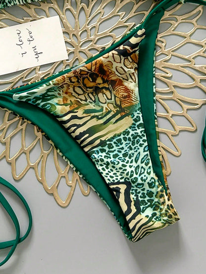 Vintage Leopard Print Sexy 2-Piece Bikini Set