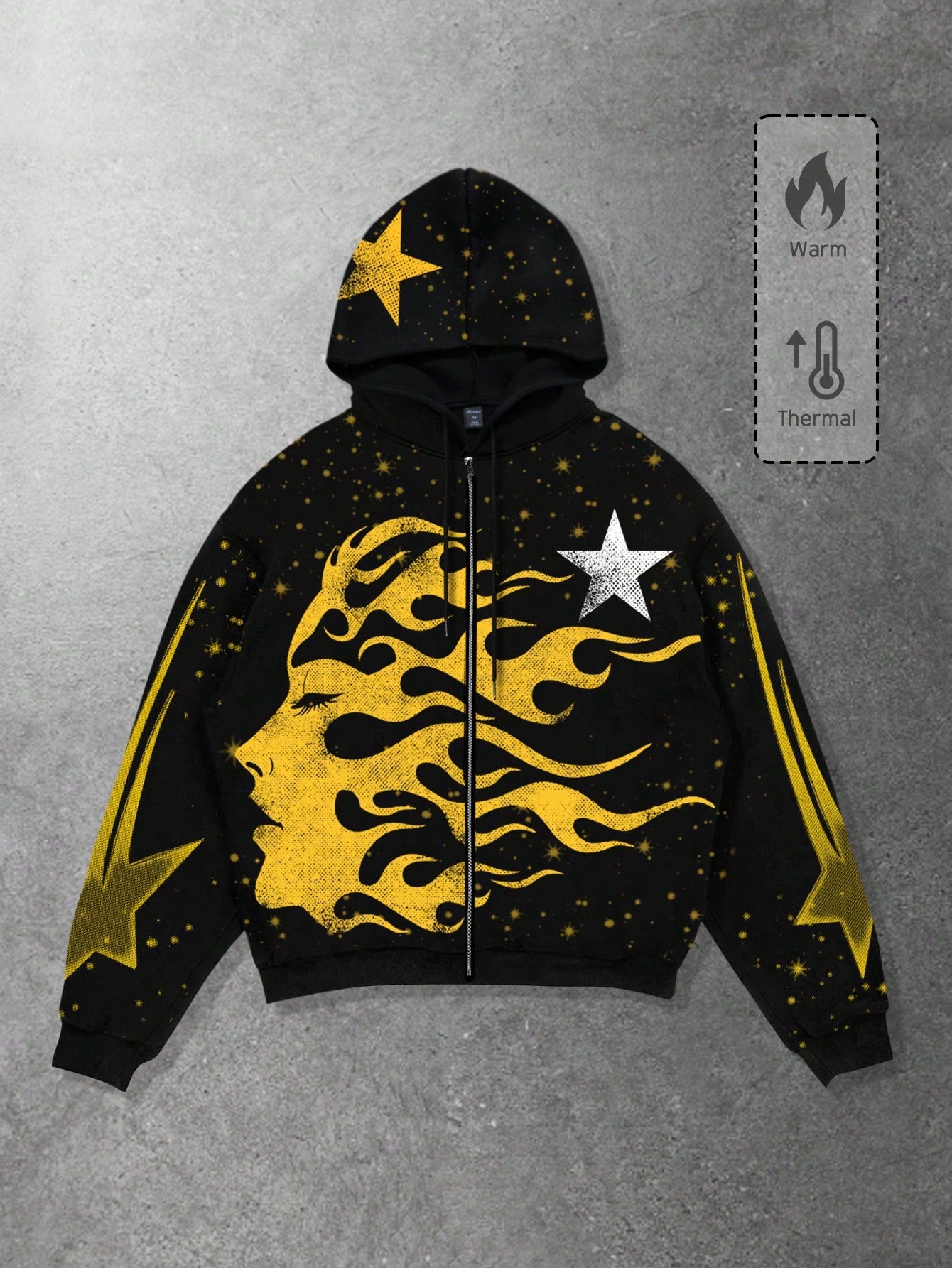 Men's Graphic Letter & Figure Print Y2K Zip Hoodie