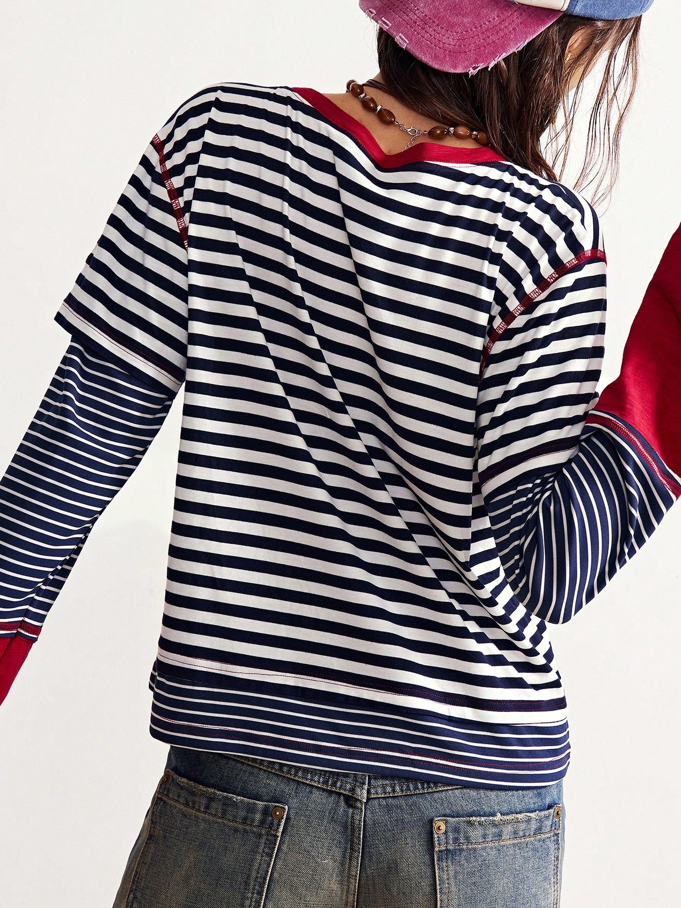 Boho Striped Patchwork Long Sleeve T-Shirt