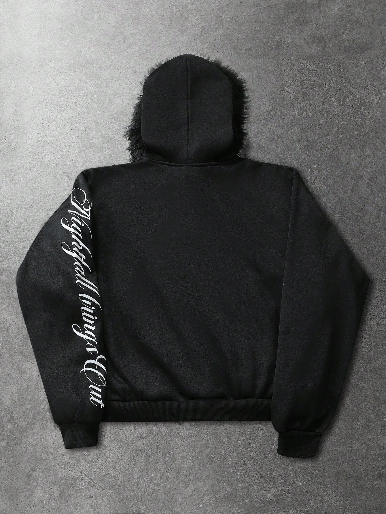 Men's Letter Portrait Print Faux Fur Patchwork Hoodie