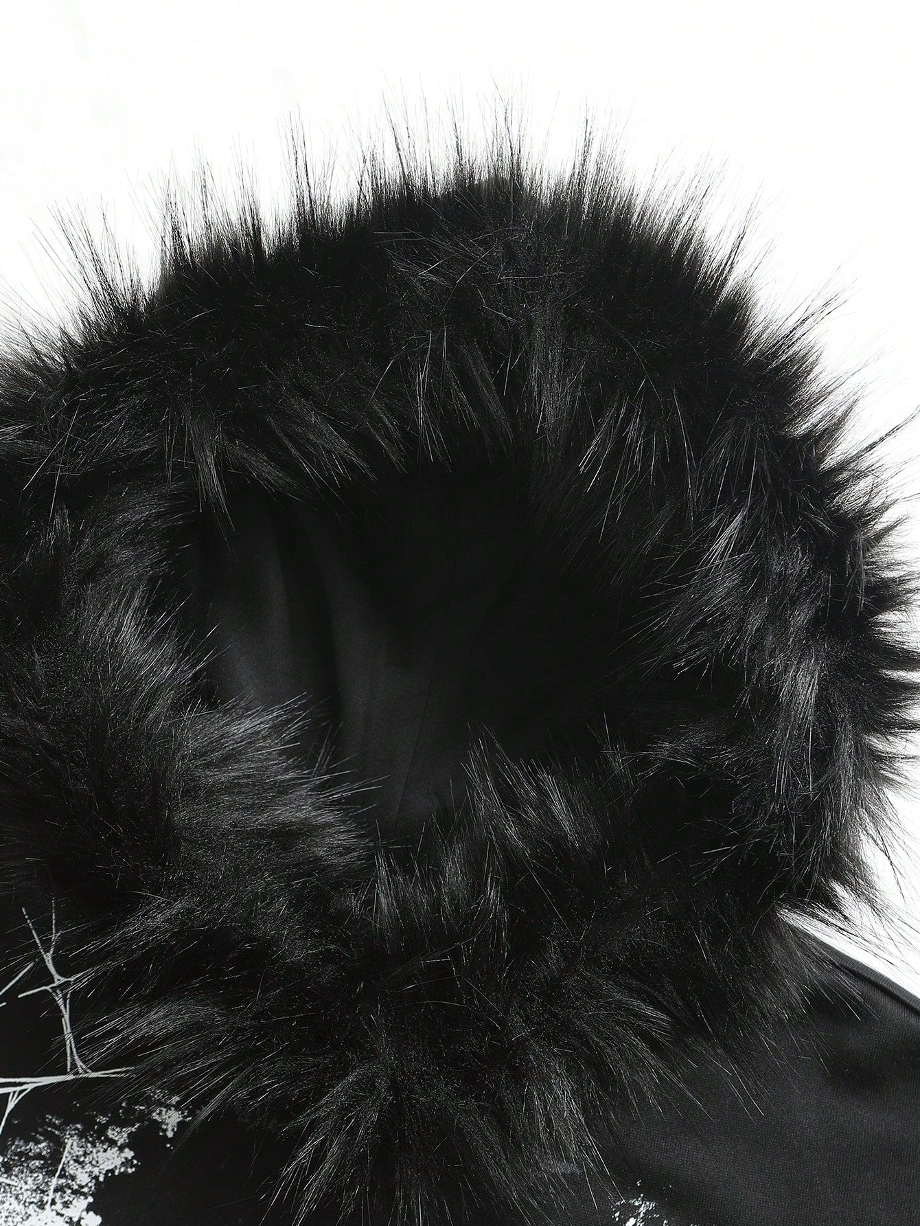Men's Letter Portrait Print Faux Fur Patchwork Hoodie