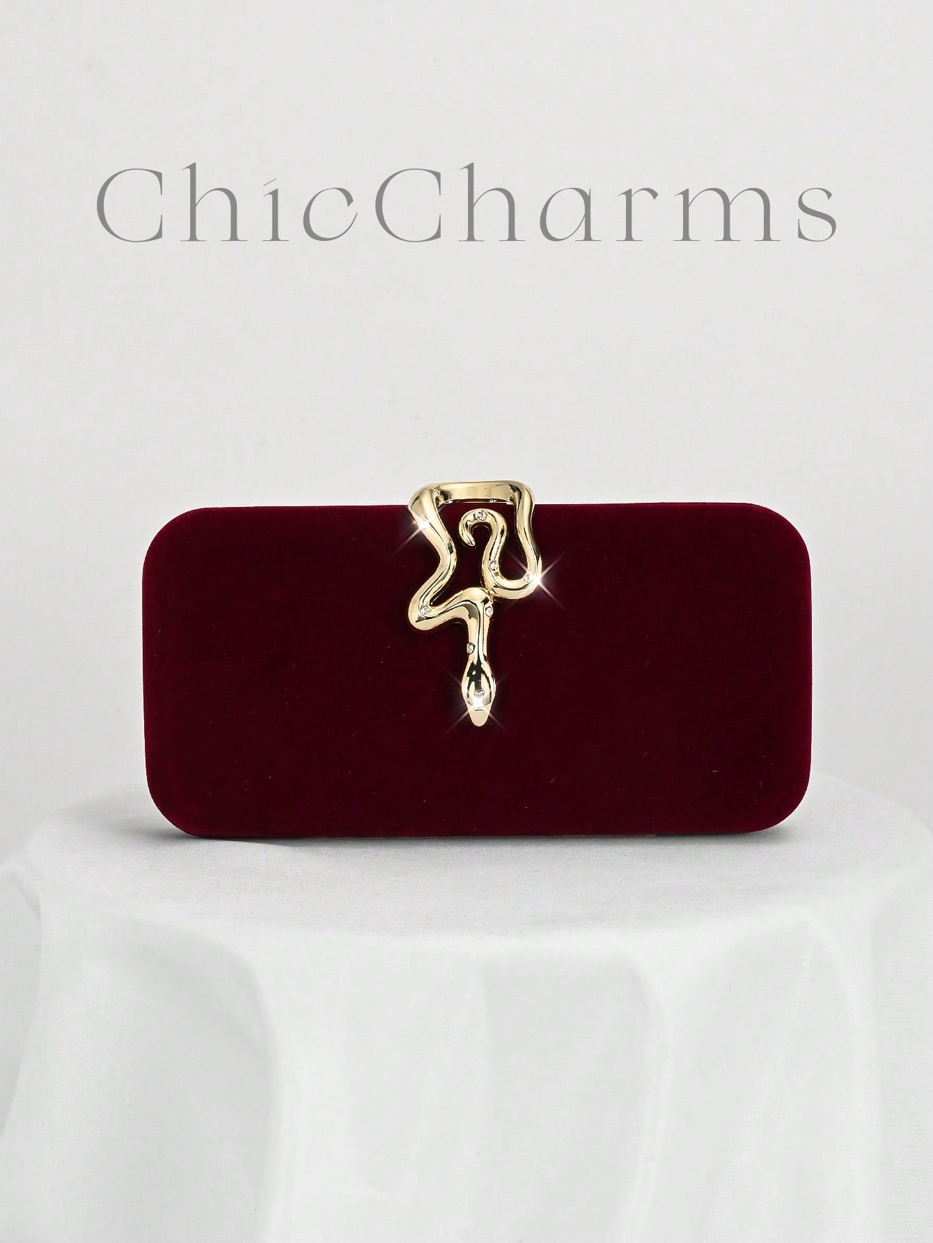 Elegant Velvet Evening Clutch Bag with Rhinestone Chain