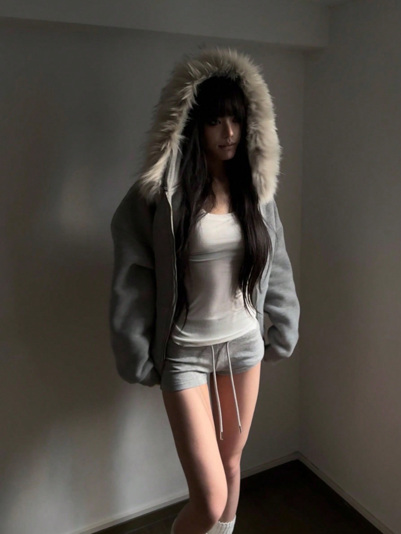 Women’s Oversized Faux Fur Collar Thermal Thick Hoodie