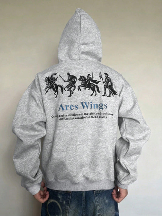 Men's Cool Biker Graphic Zip-Up Autumn Winter Hoodie