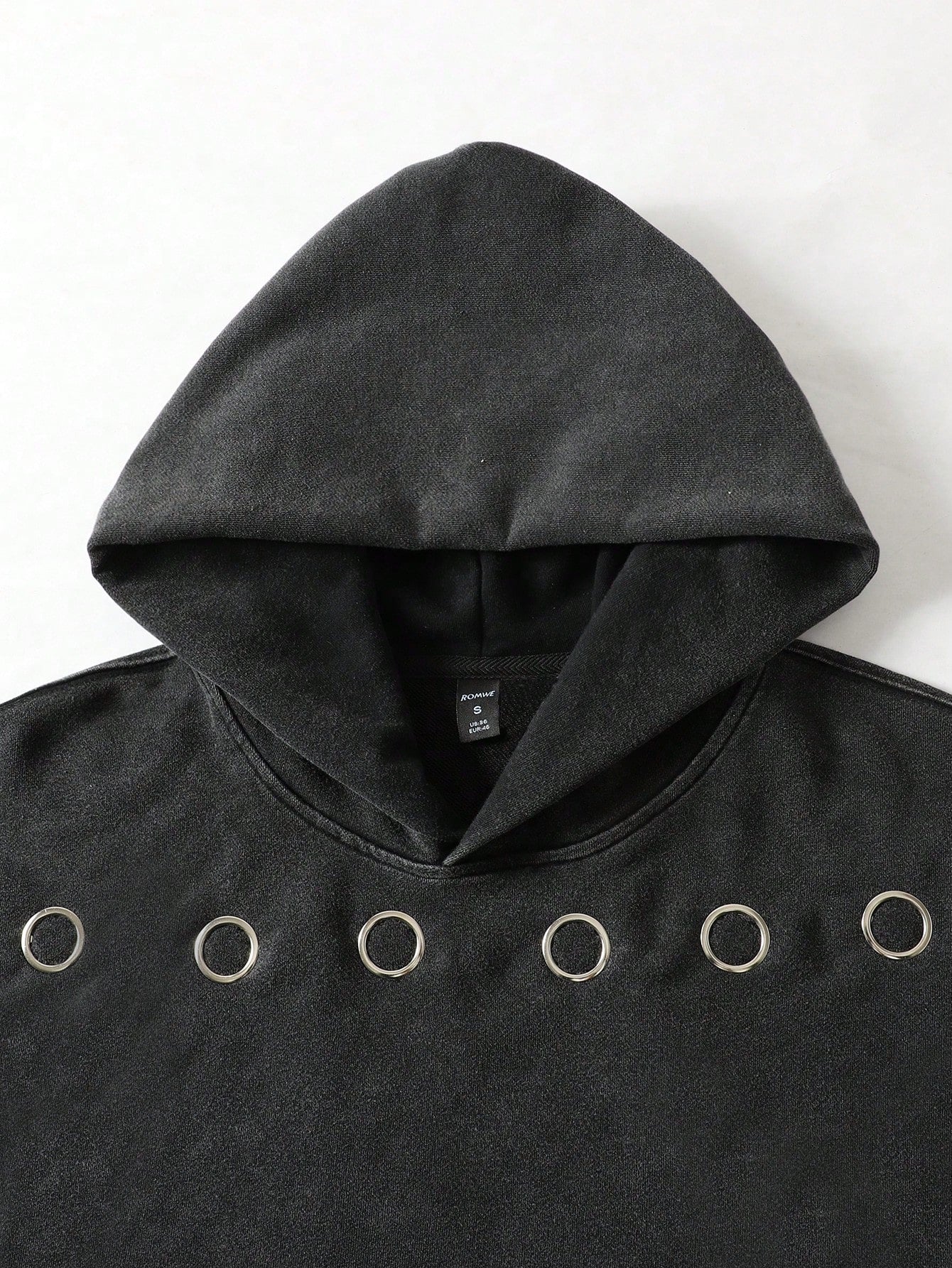 Men's Street Washed Oversized Copper Ring Detail Hoodie
