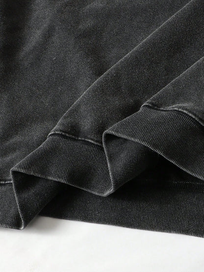 Men's Street Washed Oversized Copper Ring Detail Hoodie