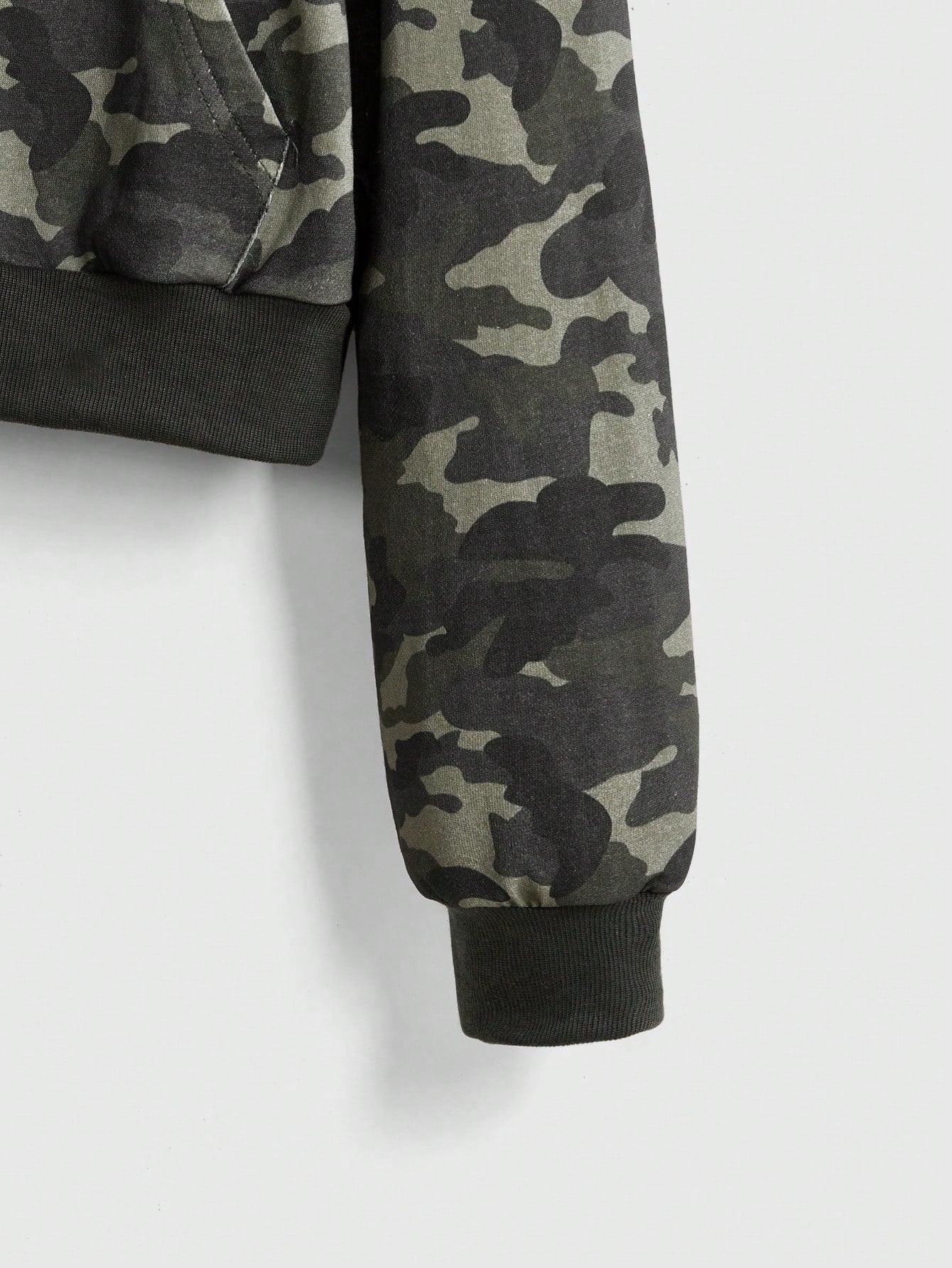 Y2K Camo Furry Trim Hooded Sweatshirt Streetwear
