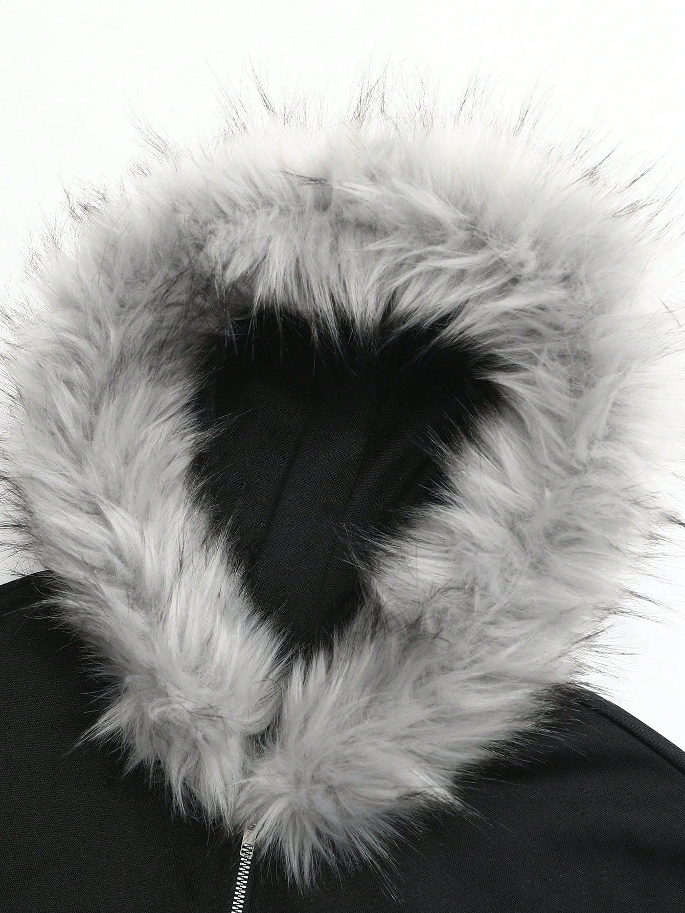 Men's Graphic Fleece Hoodie with Faux Fur Collar