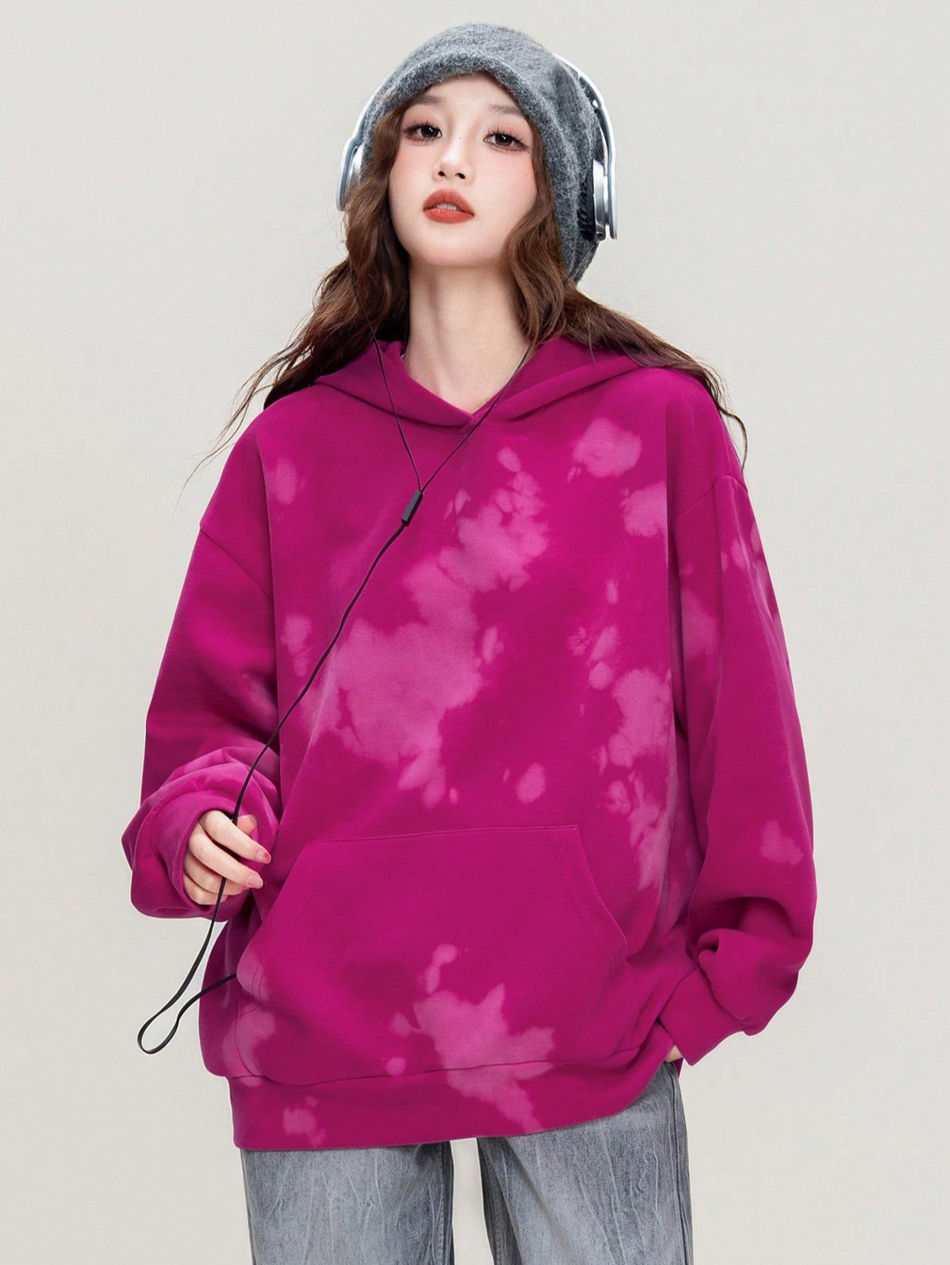 Women's Casual Contrast Color Loose Fit Winter Hoodie