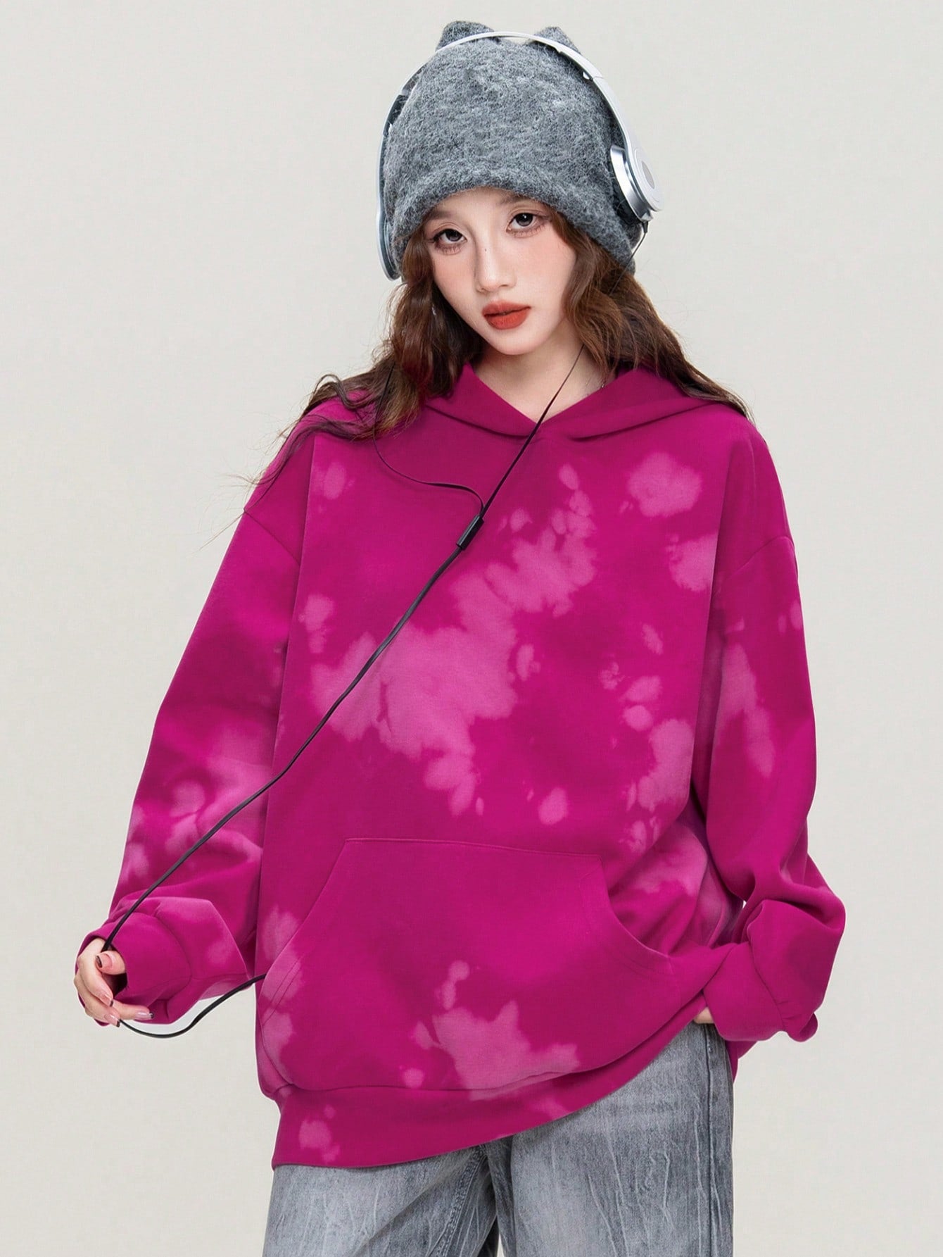Women's Casual Contrast Color Loose Fit Winter Hoodie
