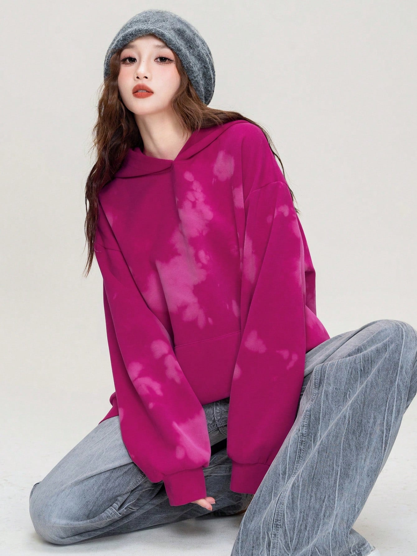 Women's Casual Contrast Color Loose Fit Winter Hoodie