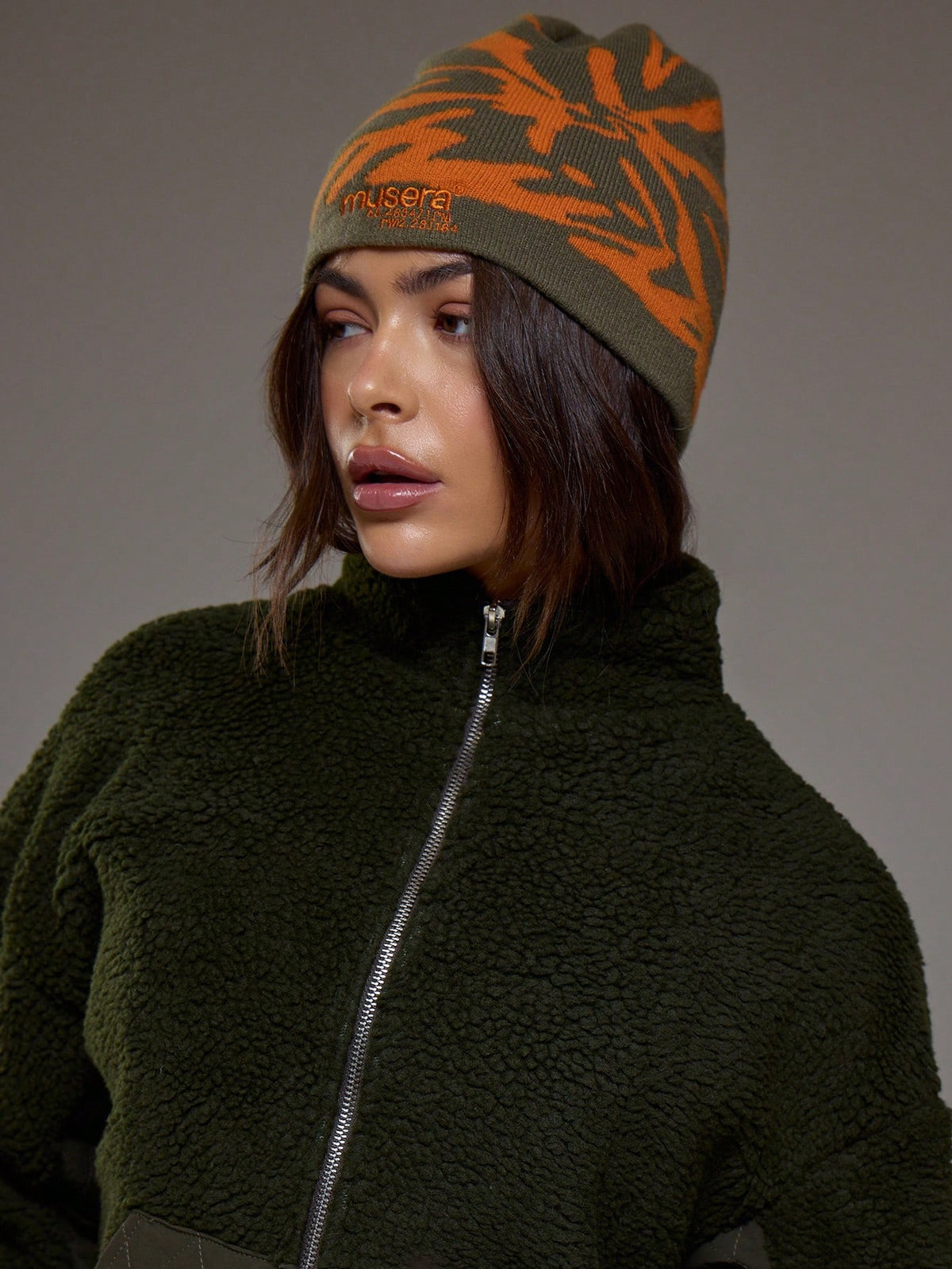 MUSERA Thick Knit Embroidered Letter Beanie Hat