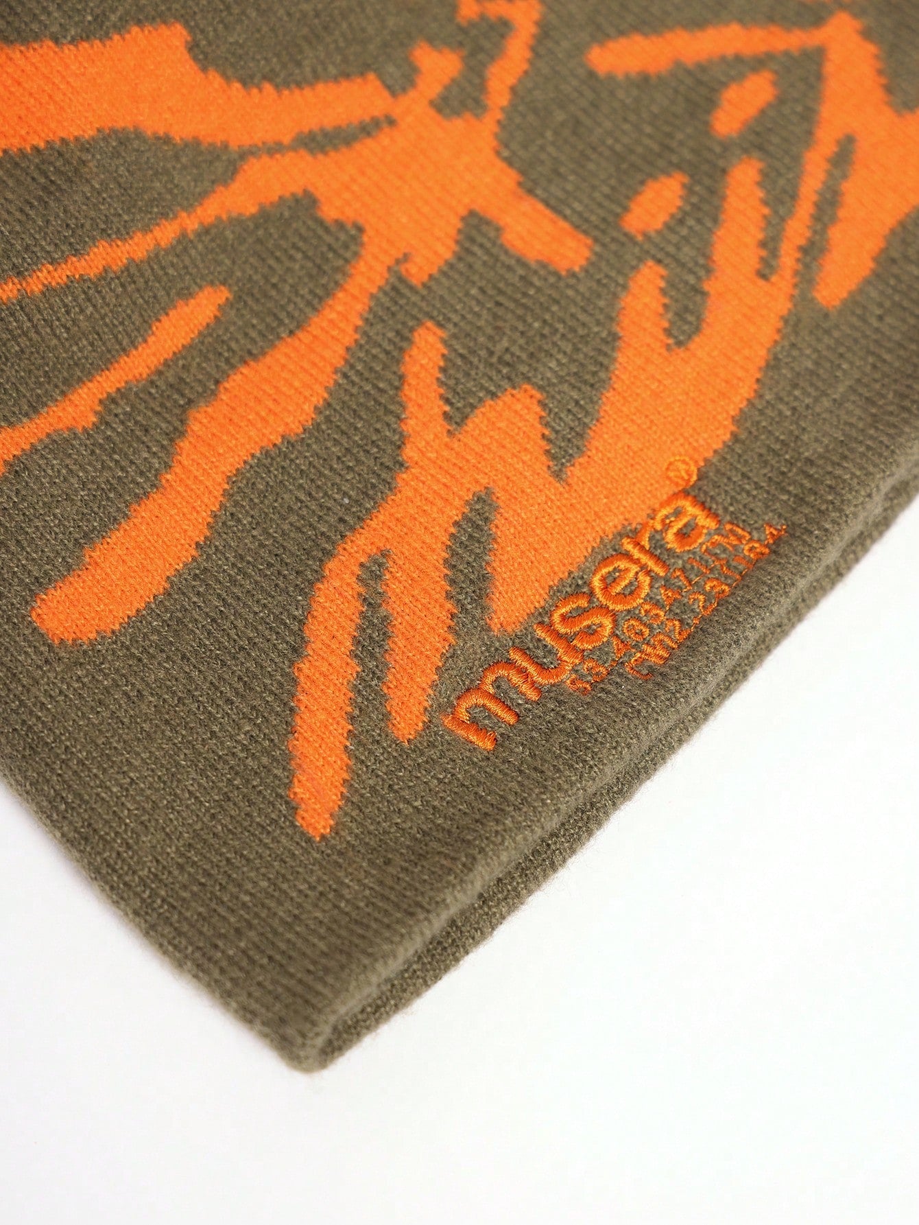 MUSERA Orange Letter Jacquard Thick Knit Winter Hat