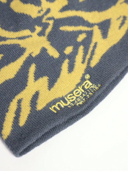 MUSERA Women's Yellow Floral Jacquard Knit Beanie