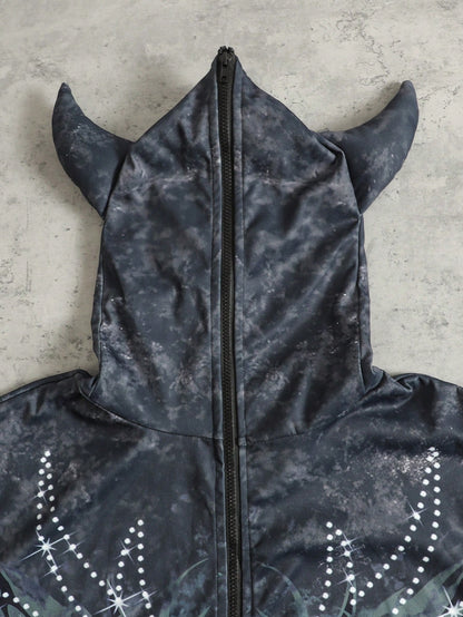 Men's Tie Dye Loose Fit Zip-Up Hoodie