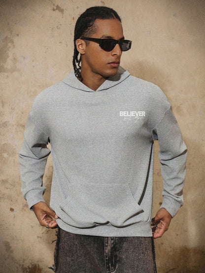 Men's Y2K Graphic Zip-Up Hoodie Light Grey