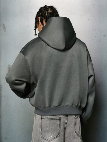 Men's Minimalist Dark Grey Cropped Hoodie