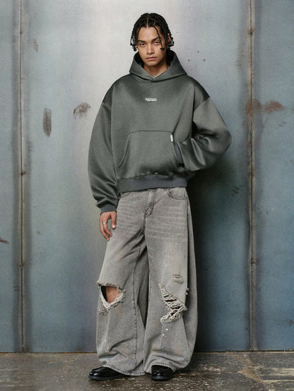 Men's Minimalist Dark Grey Cropped Hoodie