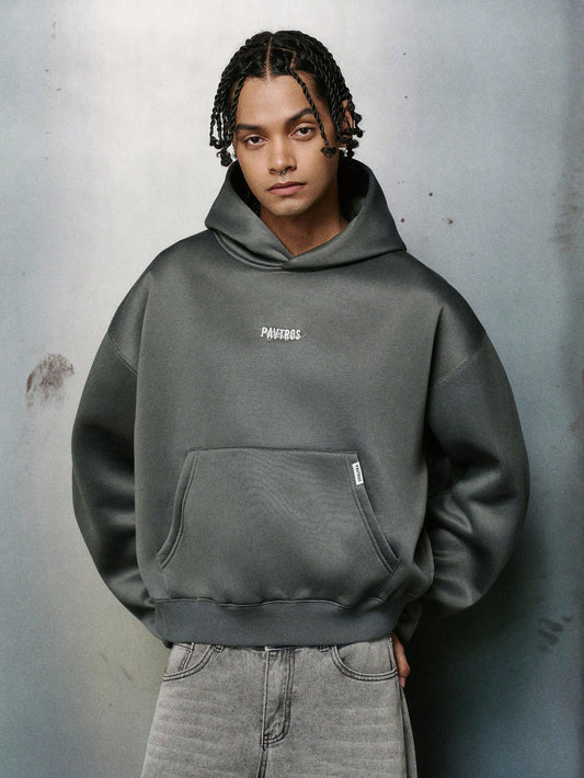 Men's Minimalist Dark Grey Cropped Hoodie