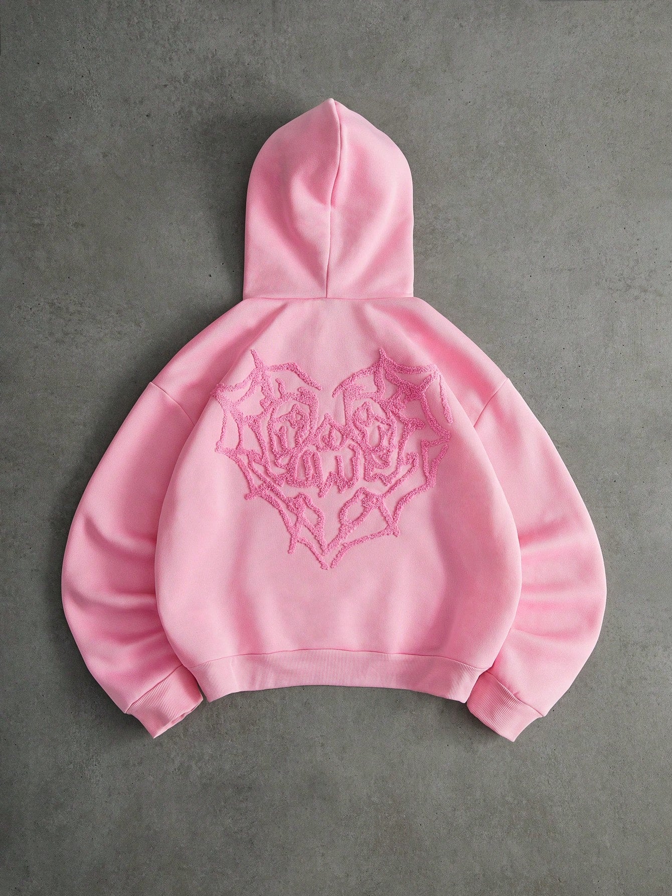 Men's Pink Spider Web Heart 3D Embroidery LOVE Hoodie