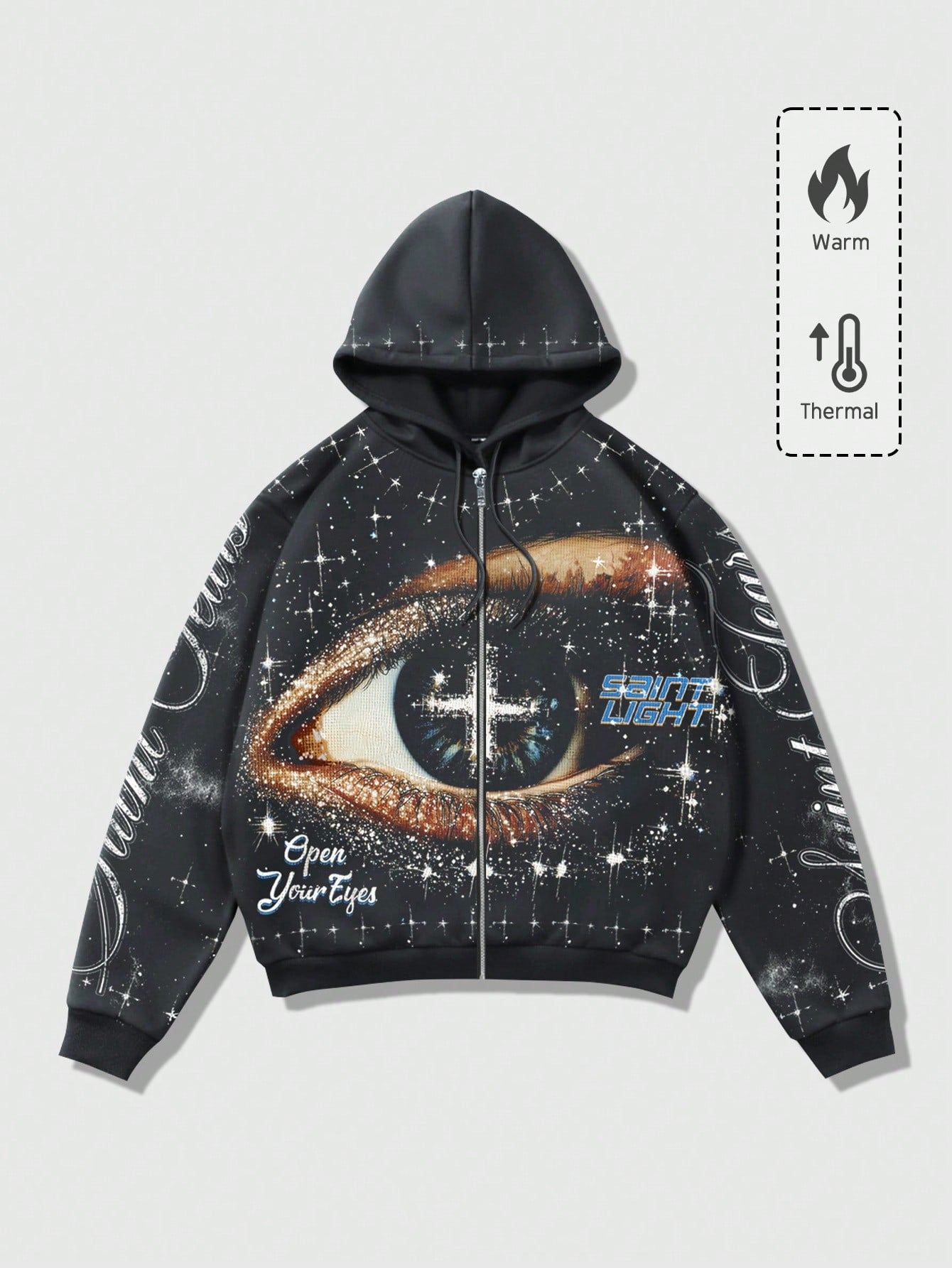 Men's Red Punk Graphic Zip-Up Y2K Streetwear Hoodie