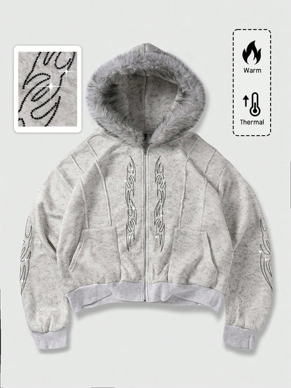 Men's Casual Retro Rhinestone Embellished Hoodie