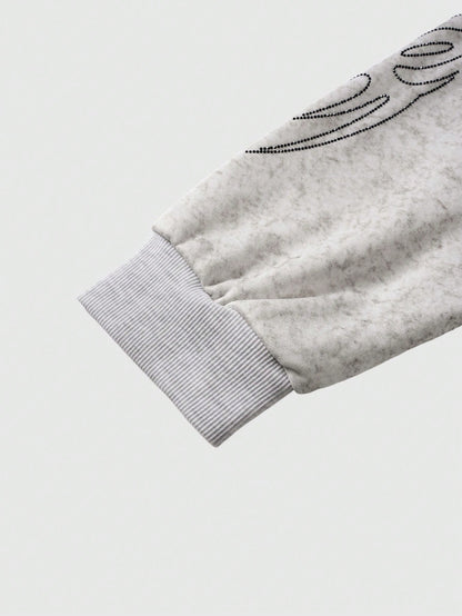 Men's Casual Retro Rhinestone Embellished Hoodie