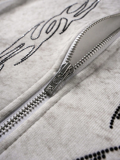 Men's Casual Retro Rhinestone Embellished Hoodie