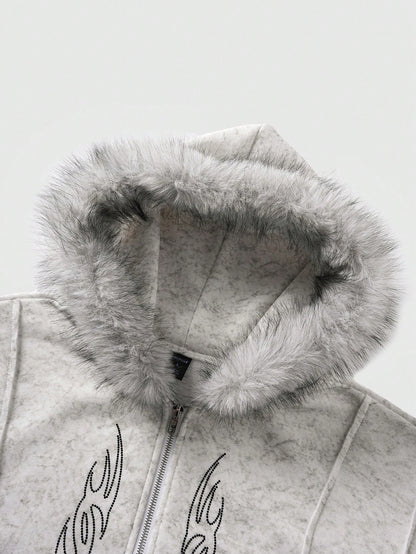 Men's Casual Retro Rhinestone Embellished Hoodie