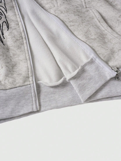 Men's Casual Retro Rhinestone Embellished Hoodie