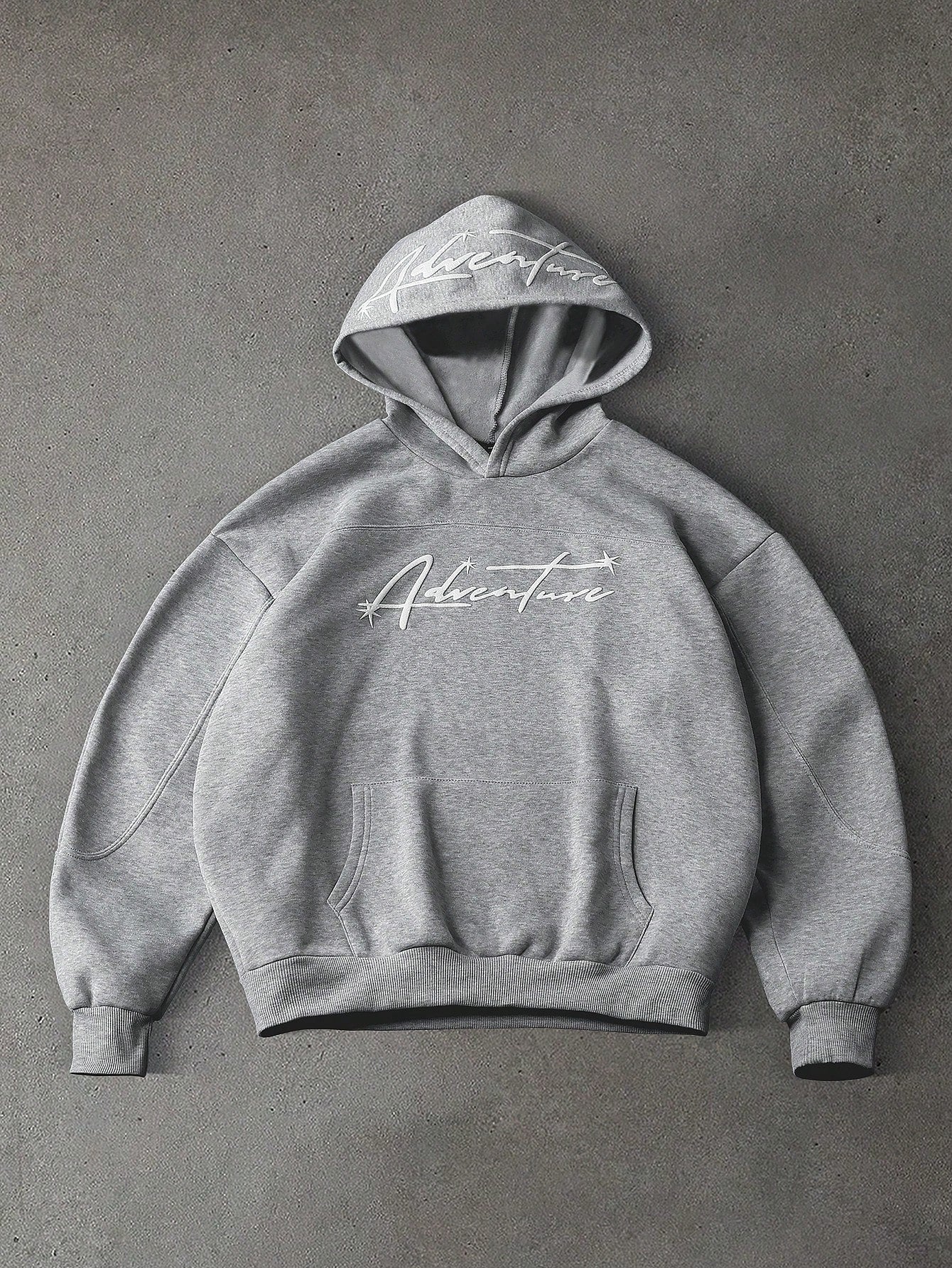 Men's Retro Letter Foam Print Patchwork Pocket Hoodie