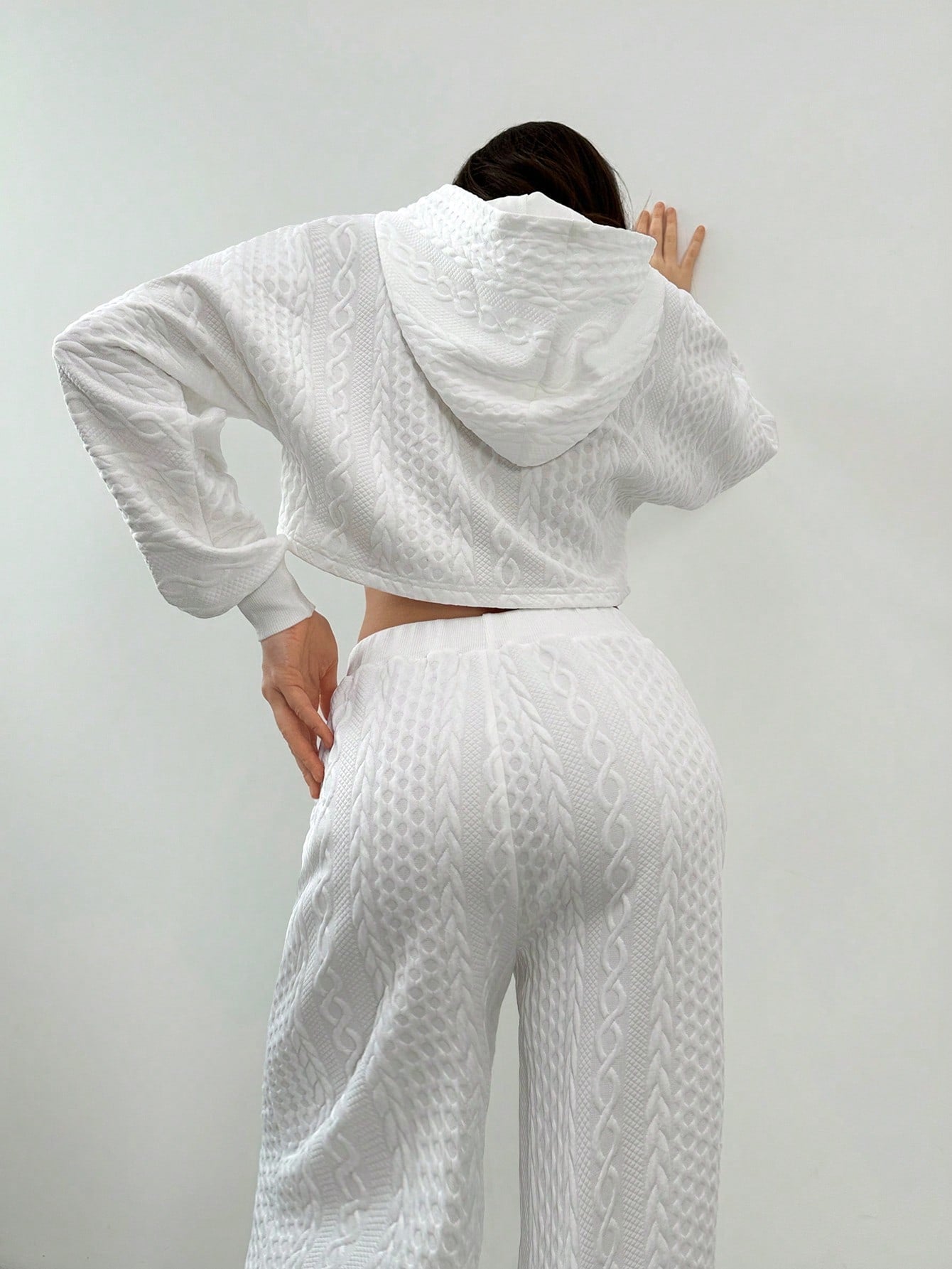 Tall Women’s Textured Cropped Zip Hoodie & Pants Set