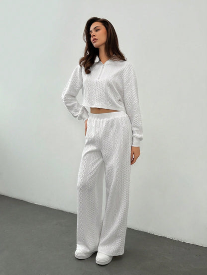 Tall Women’s Textured Cropped Zip Hoodie & Pants Set