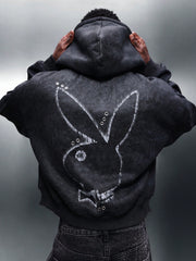 Playboy X Sumwon Distressed Zip-Up Bunny Logo Hoodie