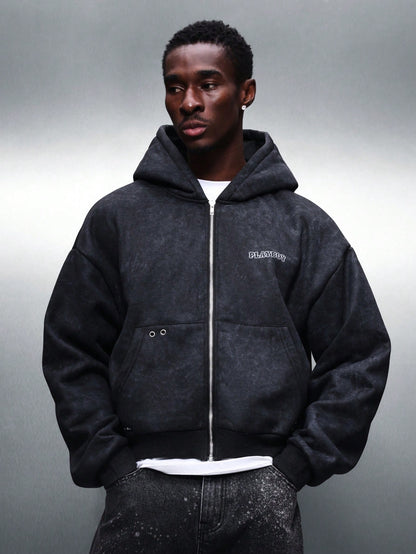 Playboy X Sumwon Distressed Zip-Up Bunny Logo Hoodie