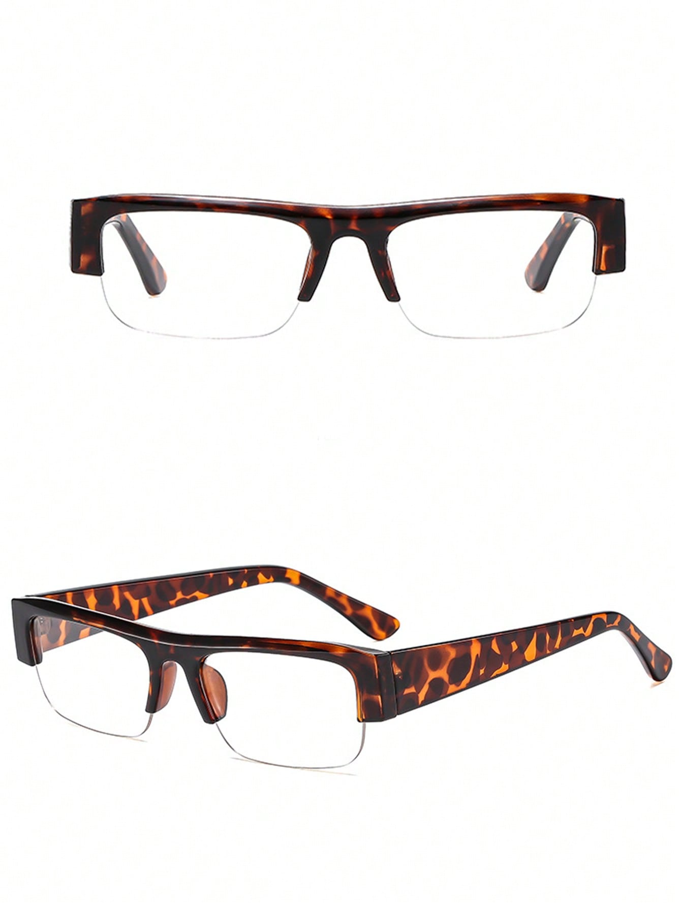 Retro Rectangular Half-Frame Thick Fashion Glasses