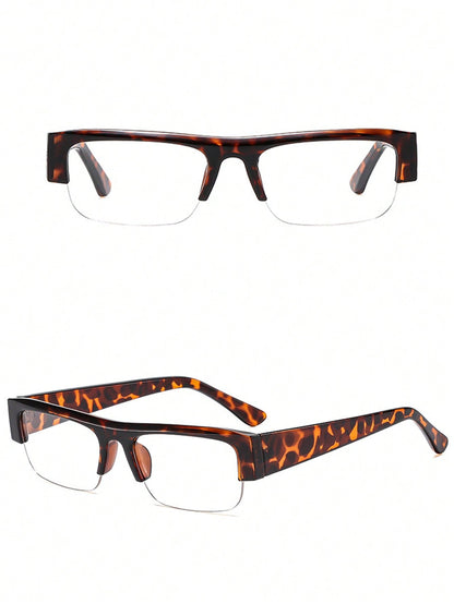 Retro Rectangular Half-Frame Thick Fashion Glasses