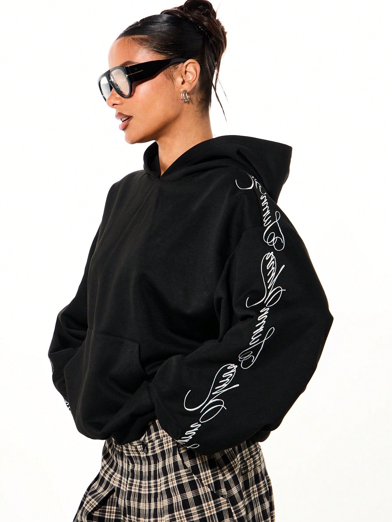 Women's Boxy Oversized Black Hoodie