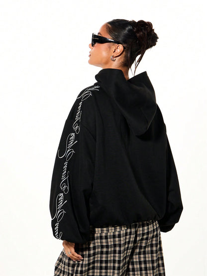 Women's Boxy Oversized Black Hoodie