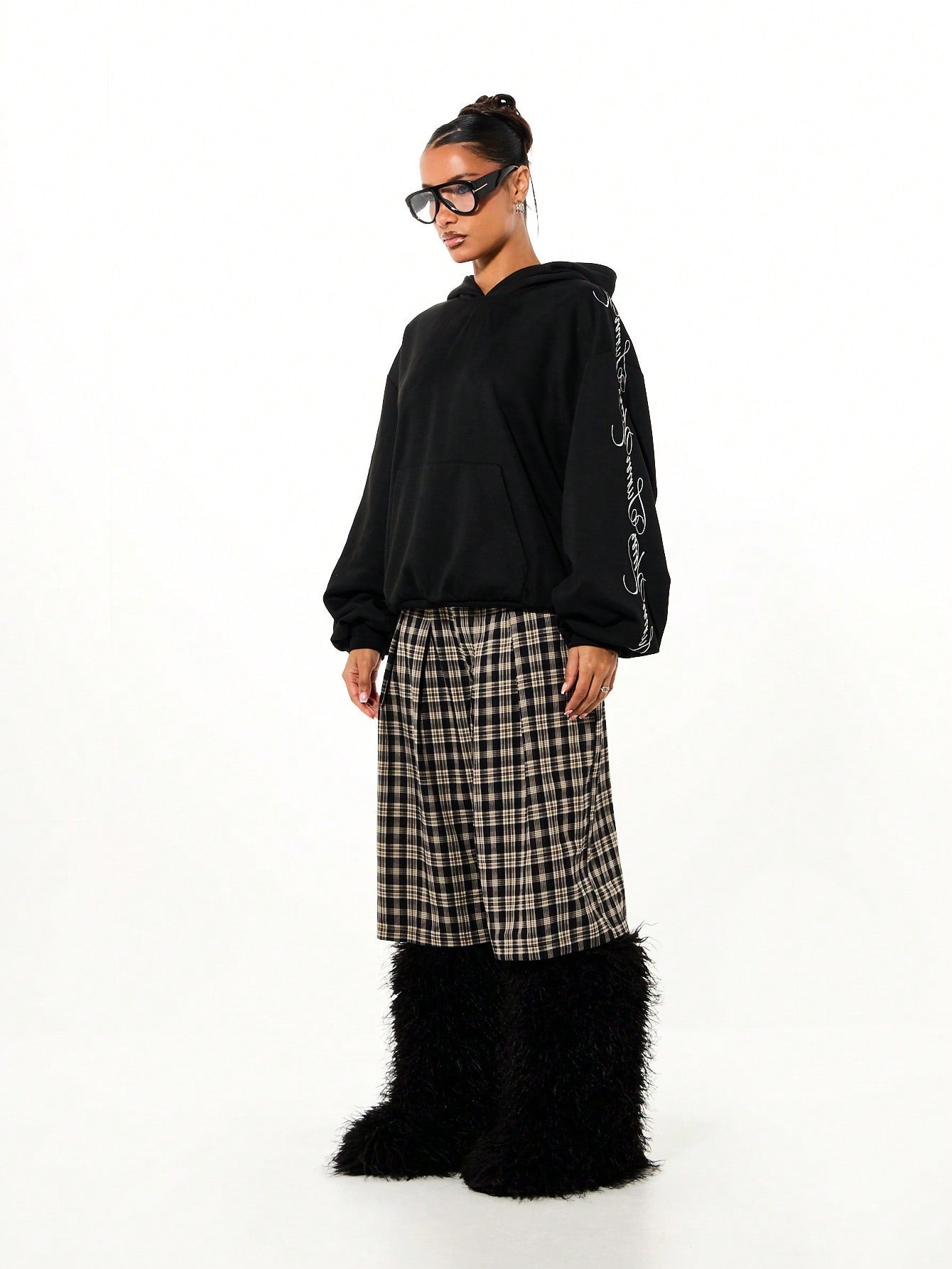 Women's Boxy Oversized Black Hoodie