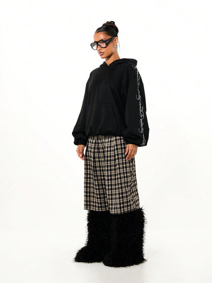 Women's Boxy Oversized Black Hoodie