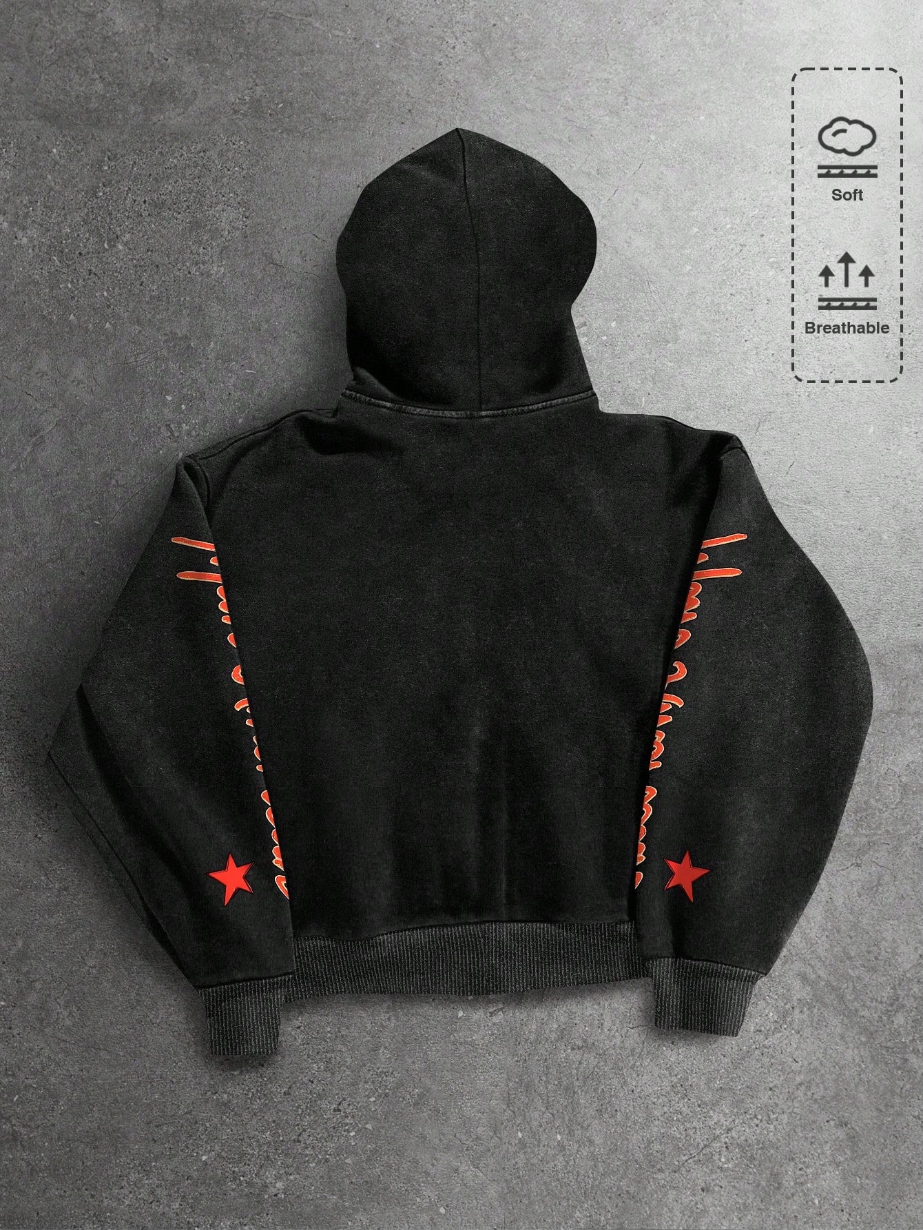 Men's Letter Figure Print Zip Front Long Sleeve Hoodie