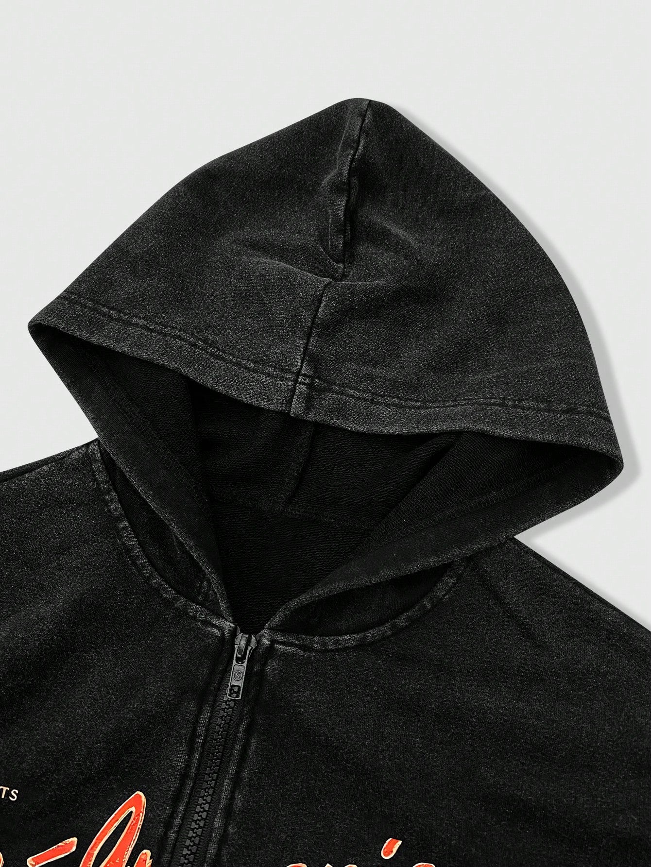Men's Letter Figure Print Zip Front Long Sleeve Hoodie