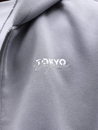 Men's Zip-Up Hoodie Chest Logo Casual Streetwear