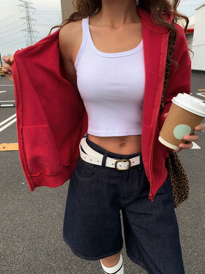 Women's Red Letter Print Casual Loose Hoodie