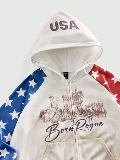 Men's Graphic Zip-Up Winter Hoodie