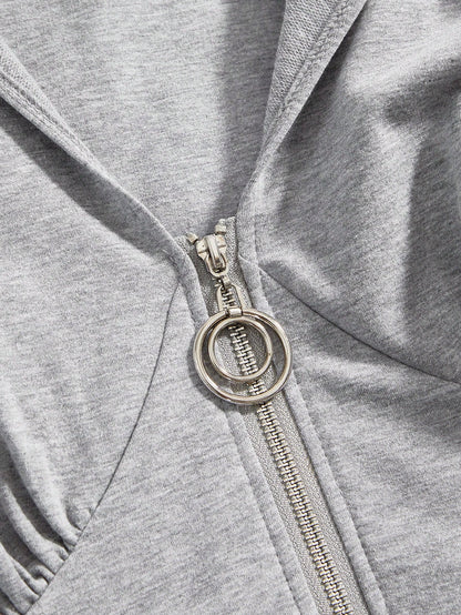 Plus Size Kawaii Fur Collar Zip-Up Hooded