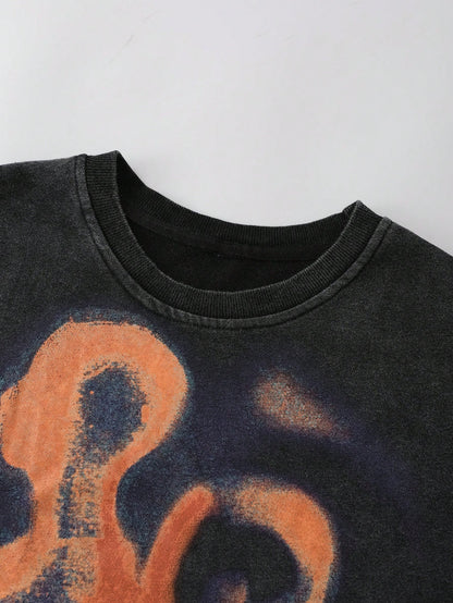Men's Grunge Punk Distressed Print Crop Tank Top
