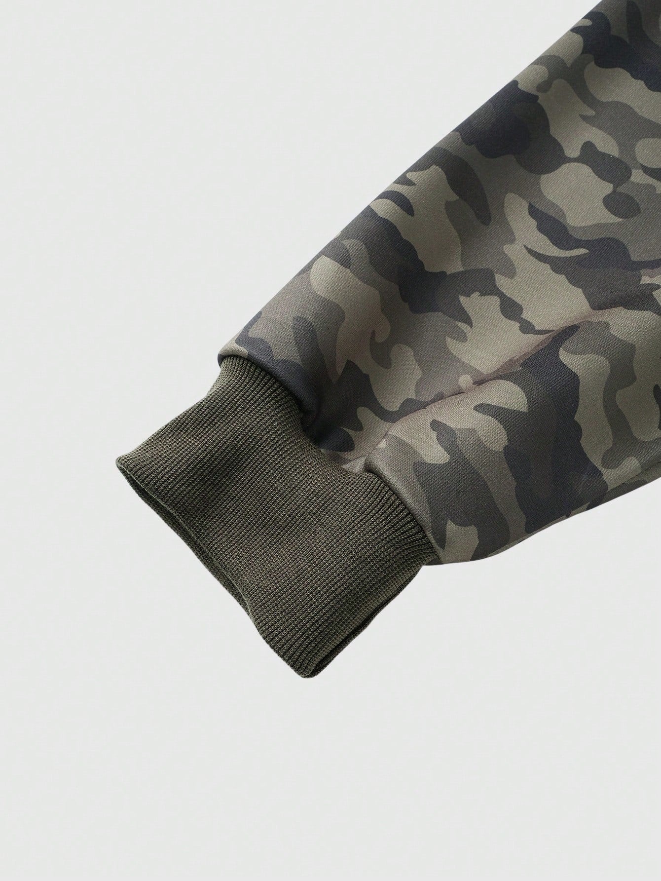 Men's Camo Print Zip Up Patchwork Faux Fur Hoodie