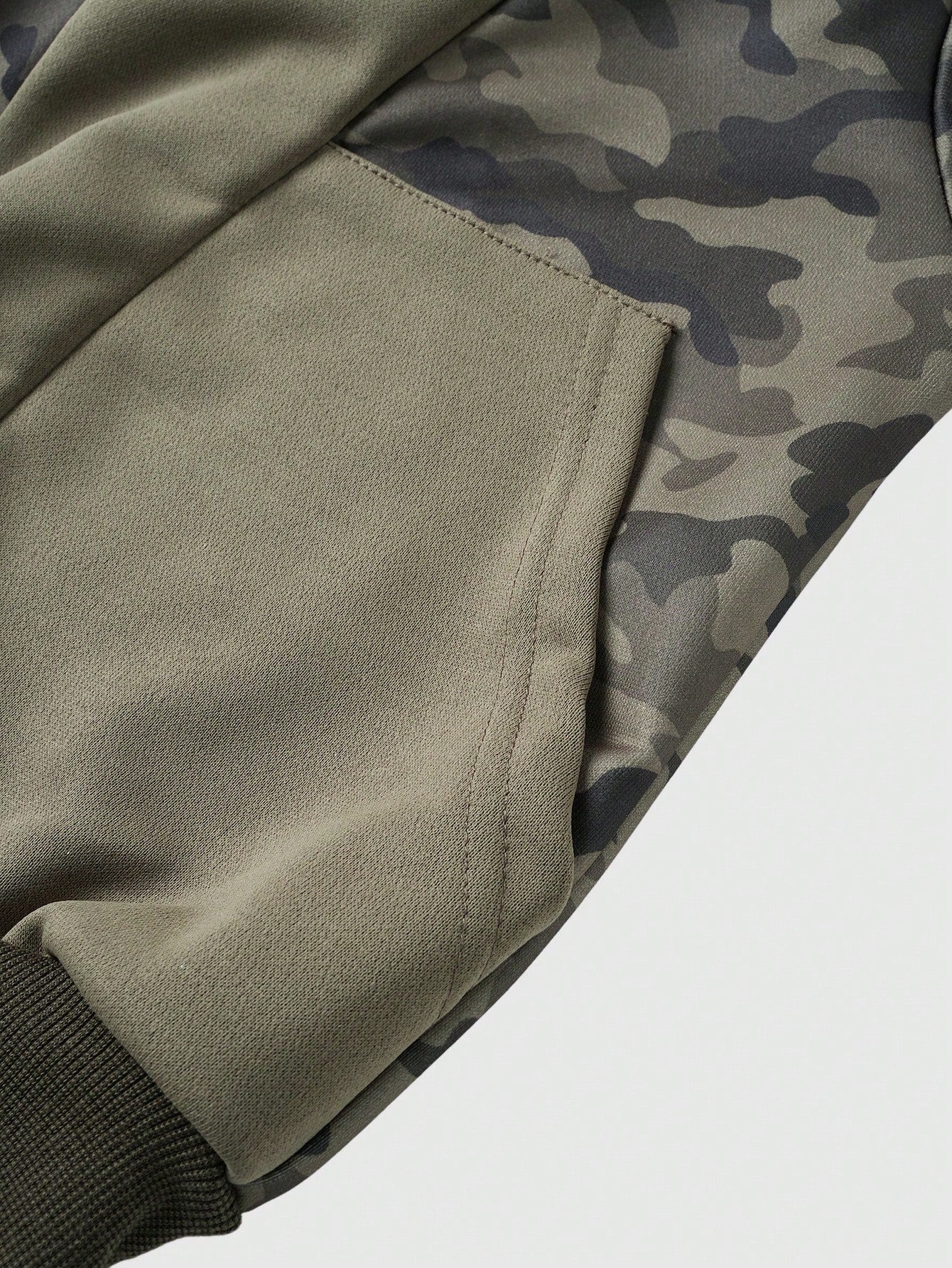 Men's Camo Print Zip Up Patchwork Faux Fur Hoodie
